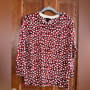 J. Crew Tippi Sweater in Printed Hearts - Sz Large
